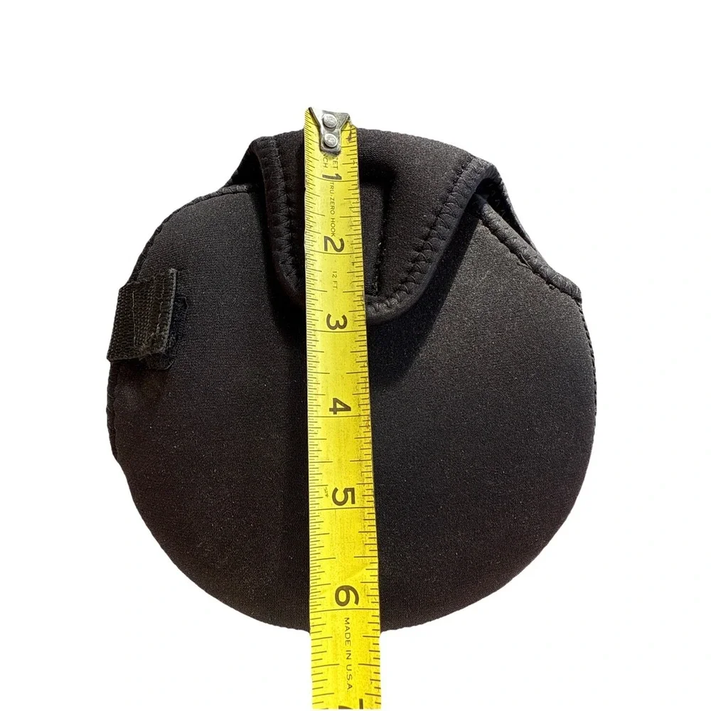 Vintage Bare Fly Reel Case Hook And Loop Black Neoprene Reel Pouch